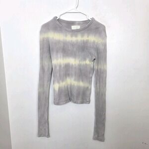 Citizens Of Humanity Gray Yellow Tie Dye Ribbed‎ Fitted Long Sleeve Sweater Sz S